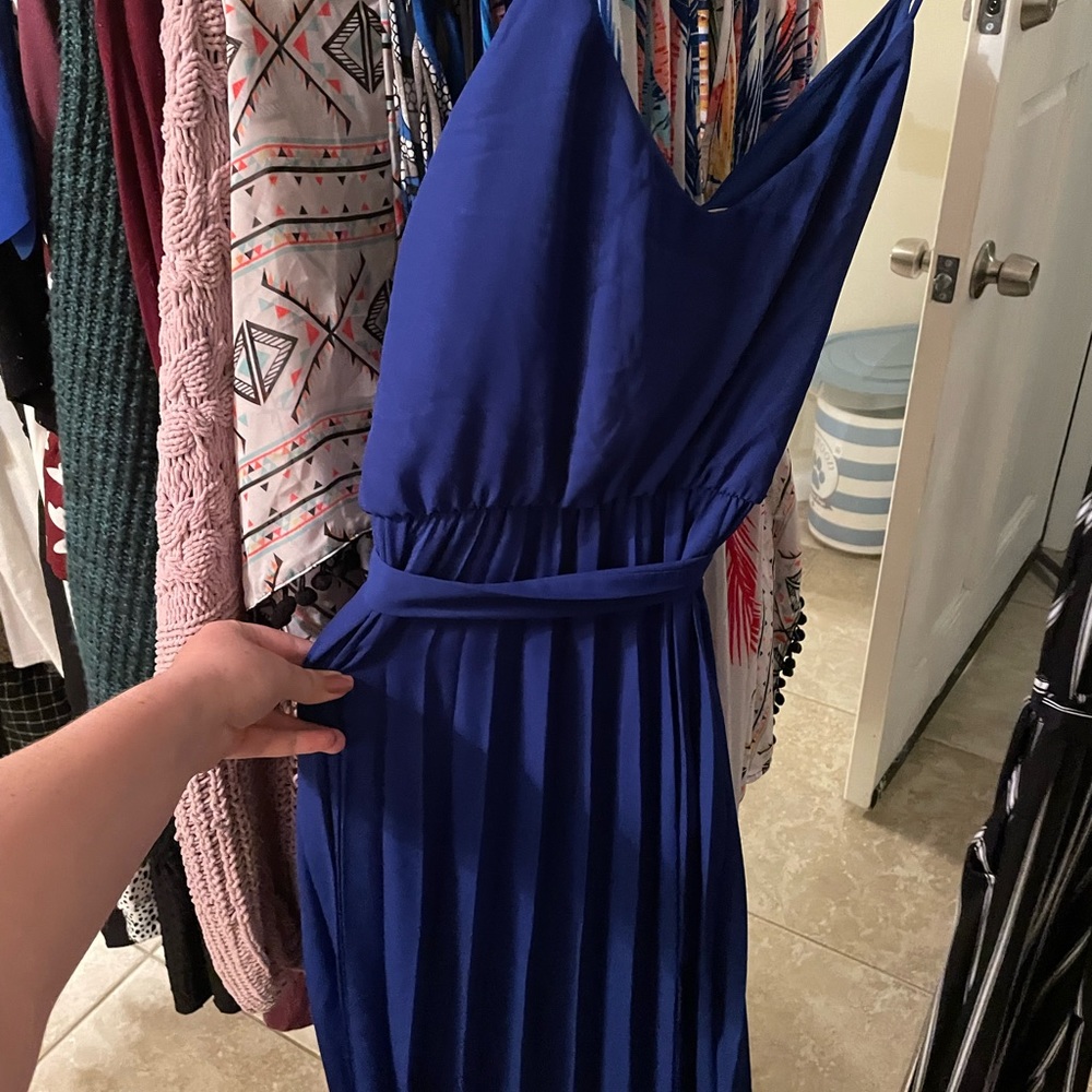 Pleated Royal Blue Dress